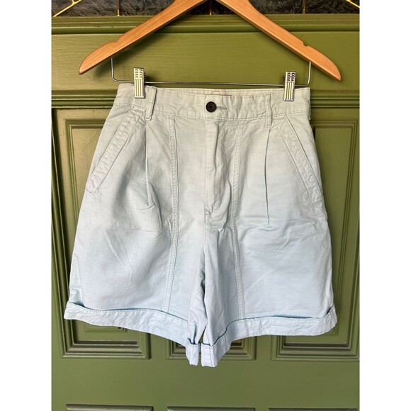 Everlane Bermuda Shorts Organic Cotton The Tourist‎ Pleated  in Ice Blue size 2 - Picture 1 of 10